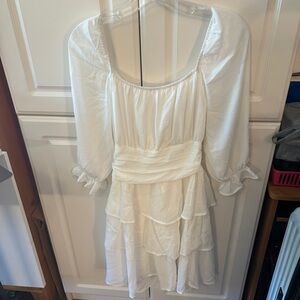 White Ruffle Dress w Tie in the Back Size S